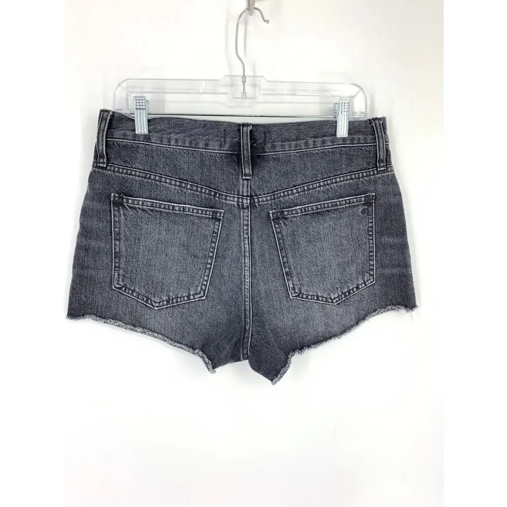 Madewell Shorts Women's Size 26 Relaxed Denim Raw Hem Calverley Wash Black